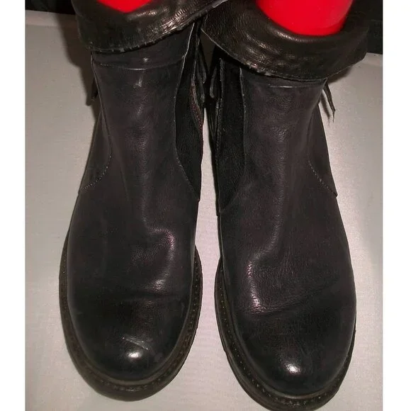 A.S.98 Black-Leather Moto-Style Harness Boots Handmade in Italy 42/10.5M $395 - Picture 7 of 13